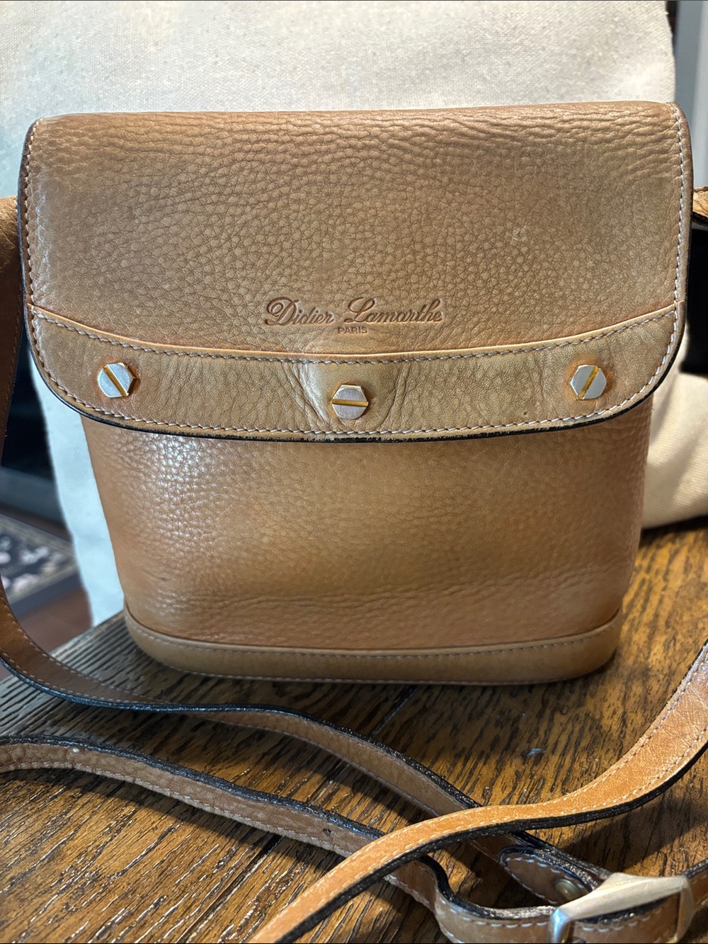 Didier Lamarthe Paris Vintage Brown Leather Crossbody Bag